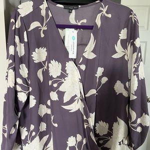 Purple floral long sleeve blouse